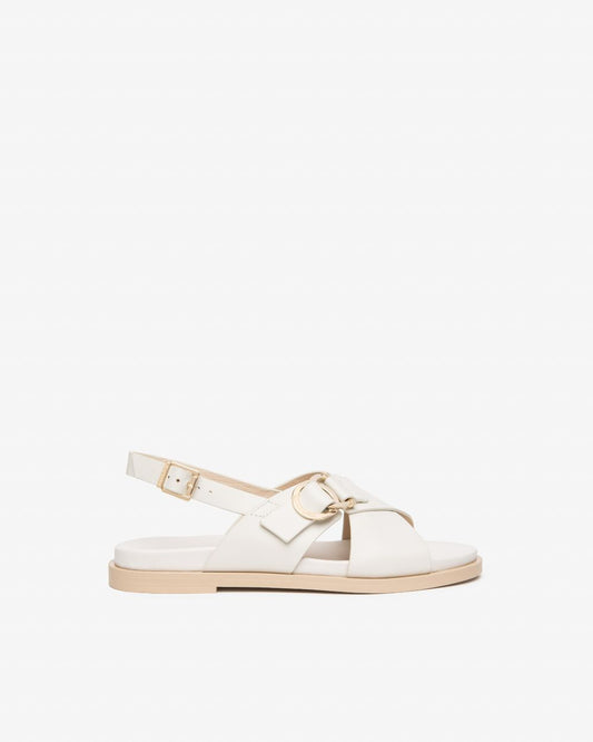 Nerogiardini cream crisscross leather sandal