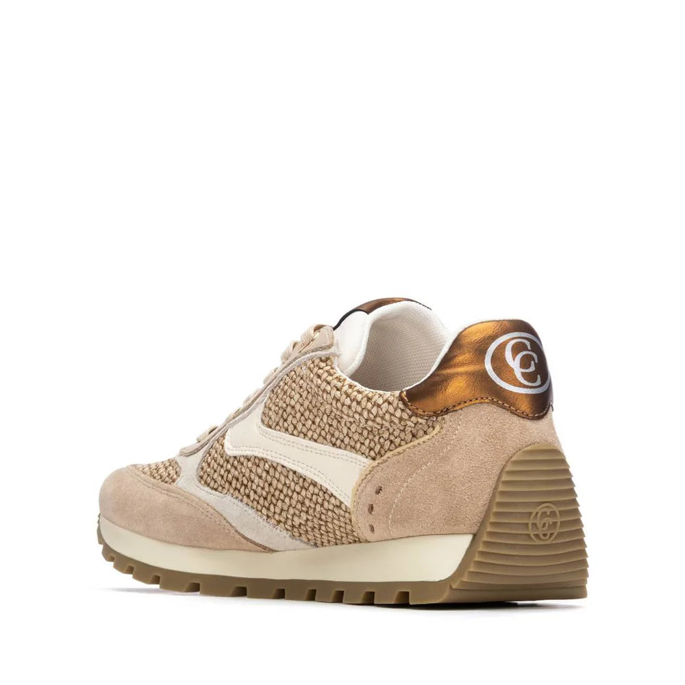 Carmela beige suede and raffia sneakers