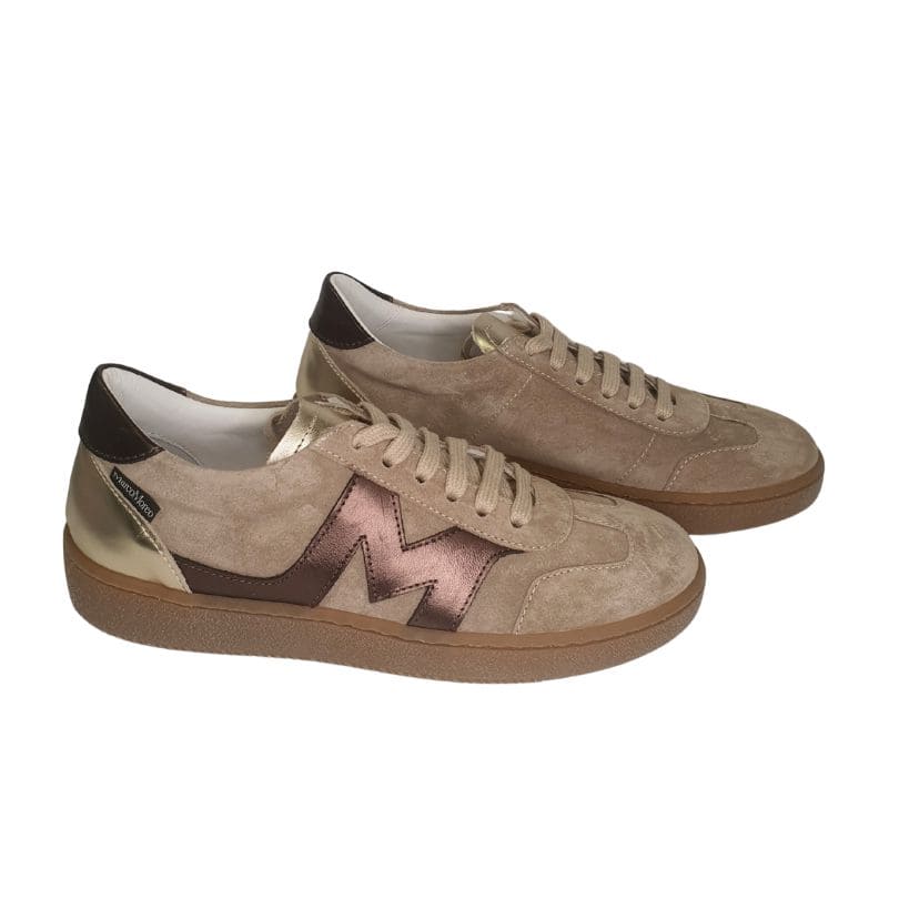 Marco moreo beige and bronze suede sneakers - Melissakshoes