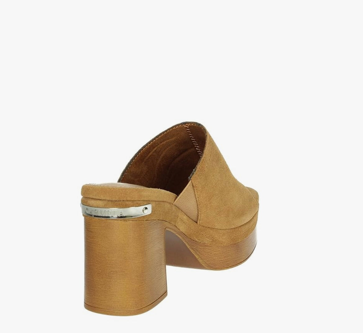 Carmela tan suede platform mules