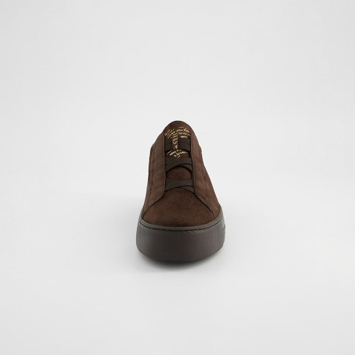 Paul Green brown velour leather slip on sneakers