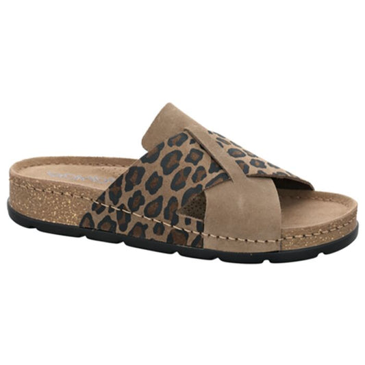 Rohde leopard print and camel leather mules