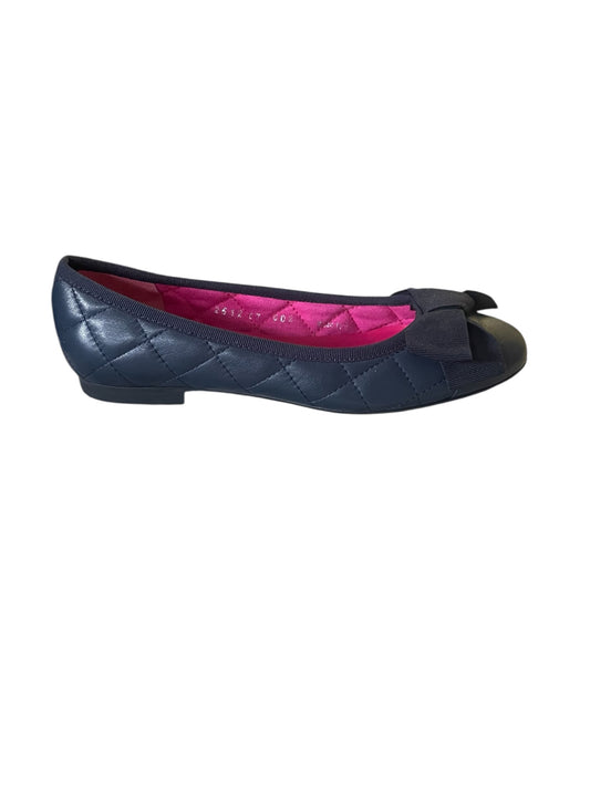 Le babe navy leather ballerinas