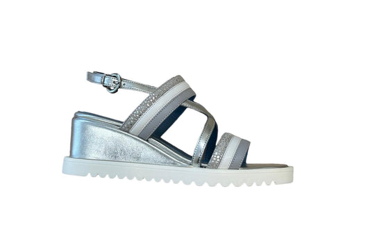 MarcoMoreo silver and grey wedge sandal