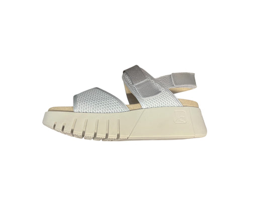 Jose Saenz silver mesh and leather platform sandals