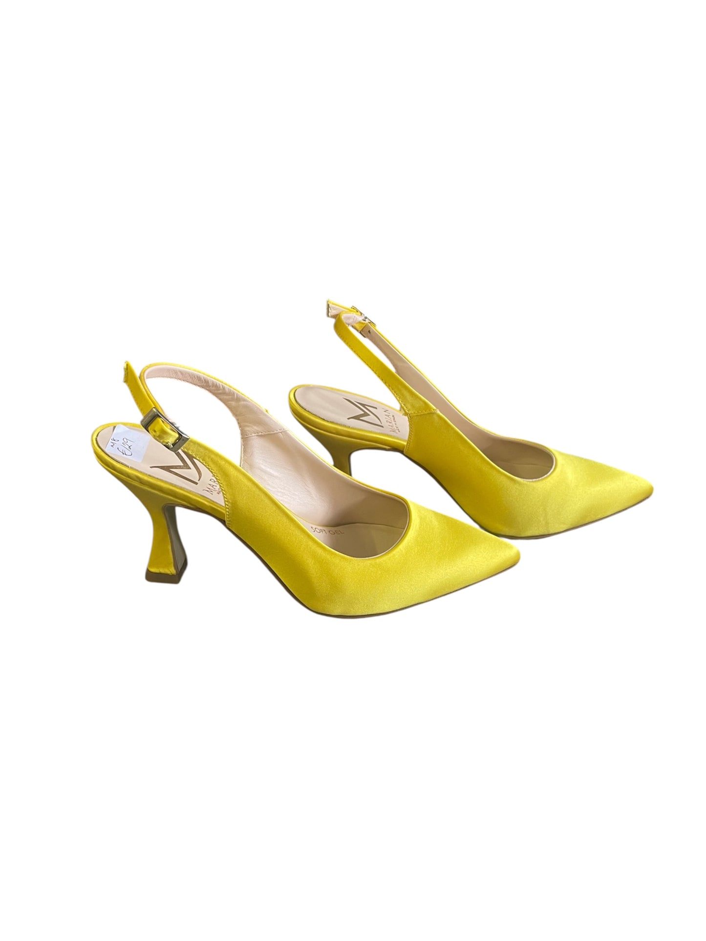 Marian yellow satin slingbacks
