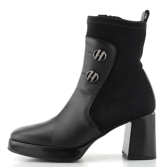 Hispanitas black leather and stretch material boots