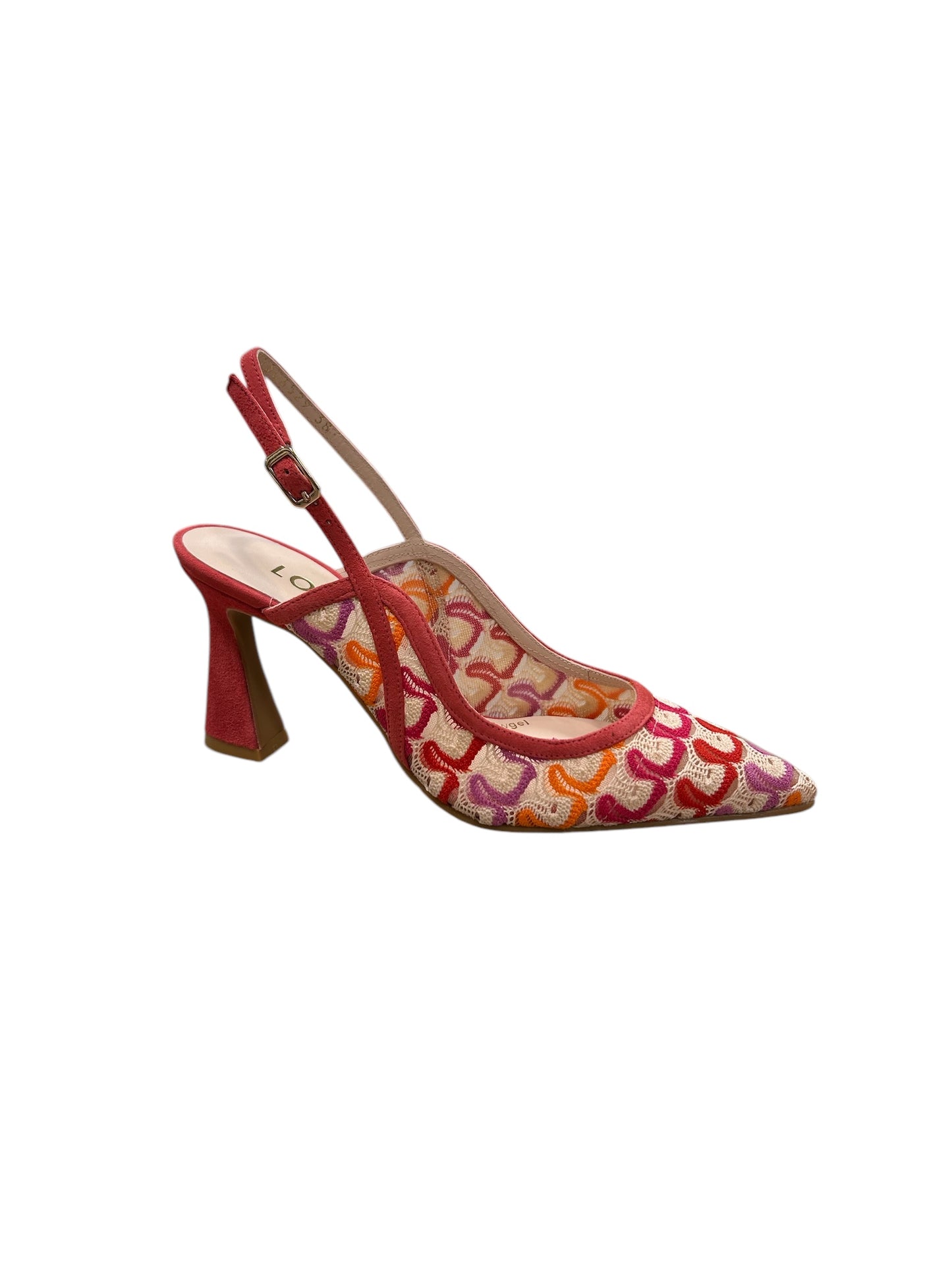 Lodi multicolored crochet effect slingback
