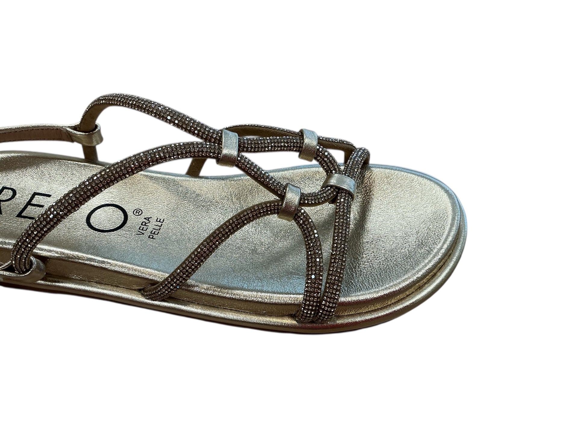 Repo gold diamanté leather strap sandal - Melissakshoes