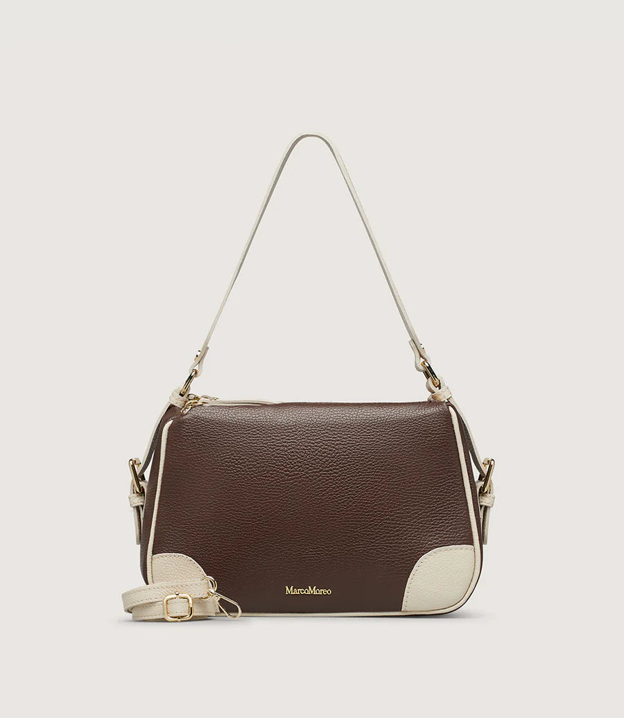 Marco Moreo brown and cream leather shoulder bag