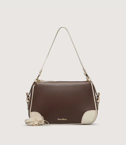 Marco Moreo brown and cream leather shoulder bag