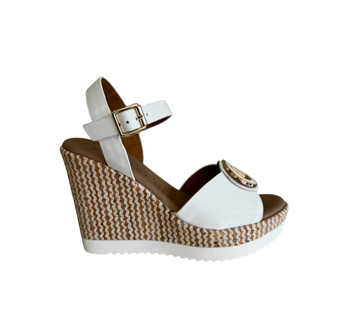 Repo white leather wedge sandals