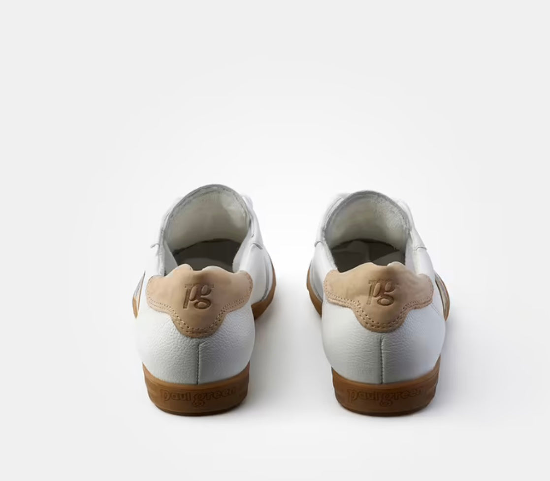 Paul Green white  and beige leather sneakers