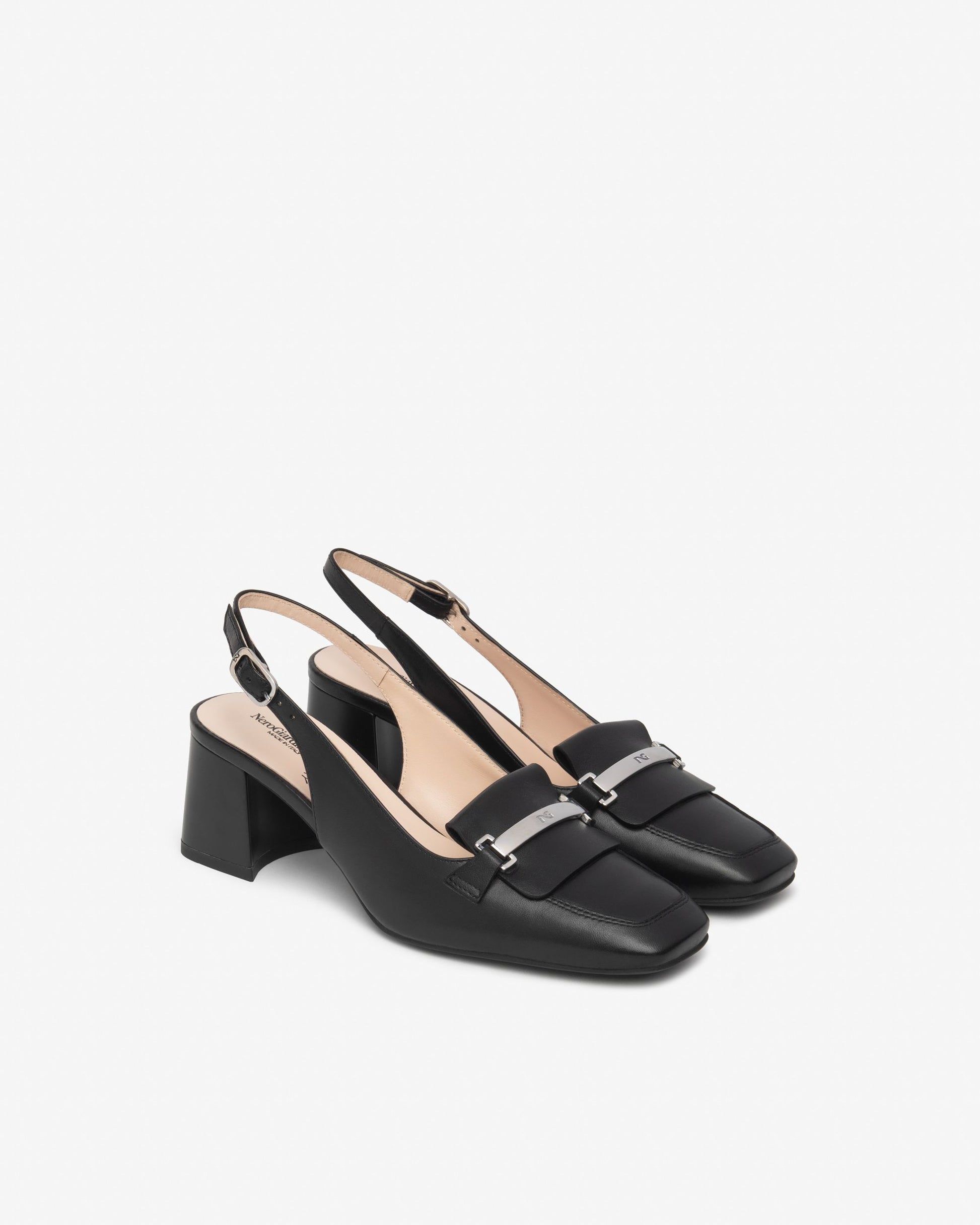 NeroGiardini black leather slingbacks - Melissakshoes