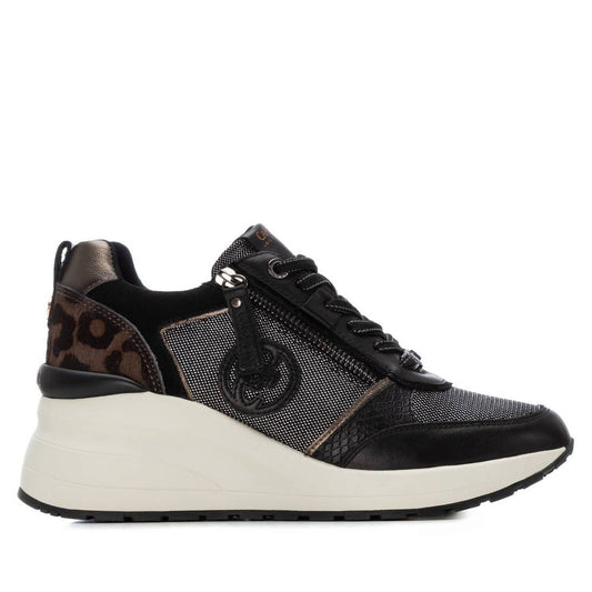 Carmela black leather wedge sneakers