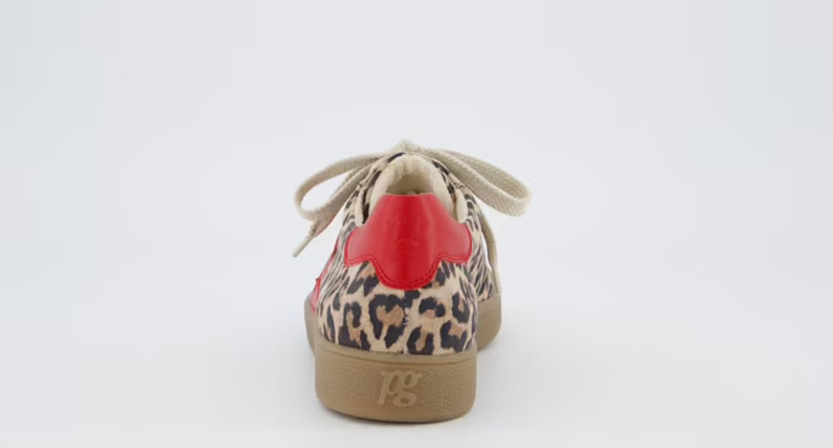 Paul Green leopard print leather and suede sneakers