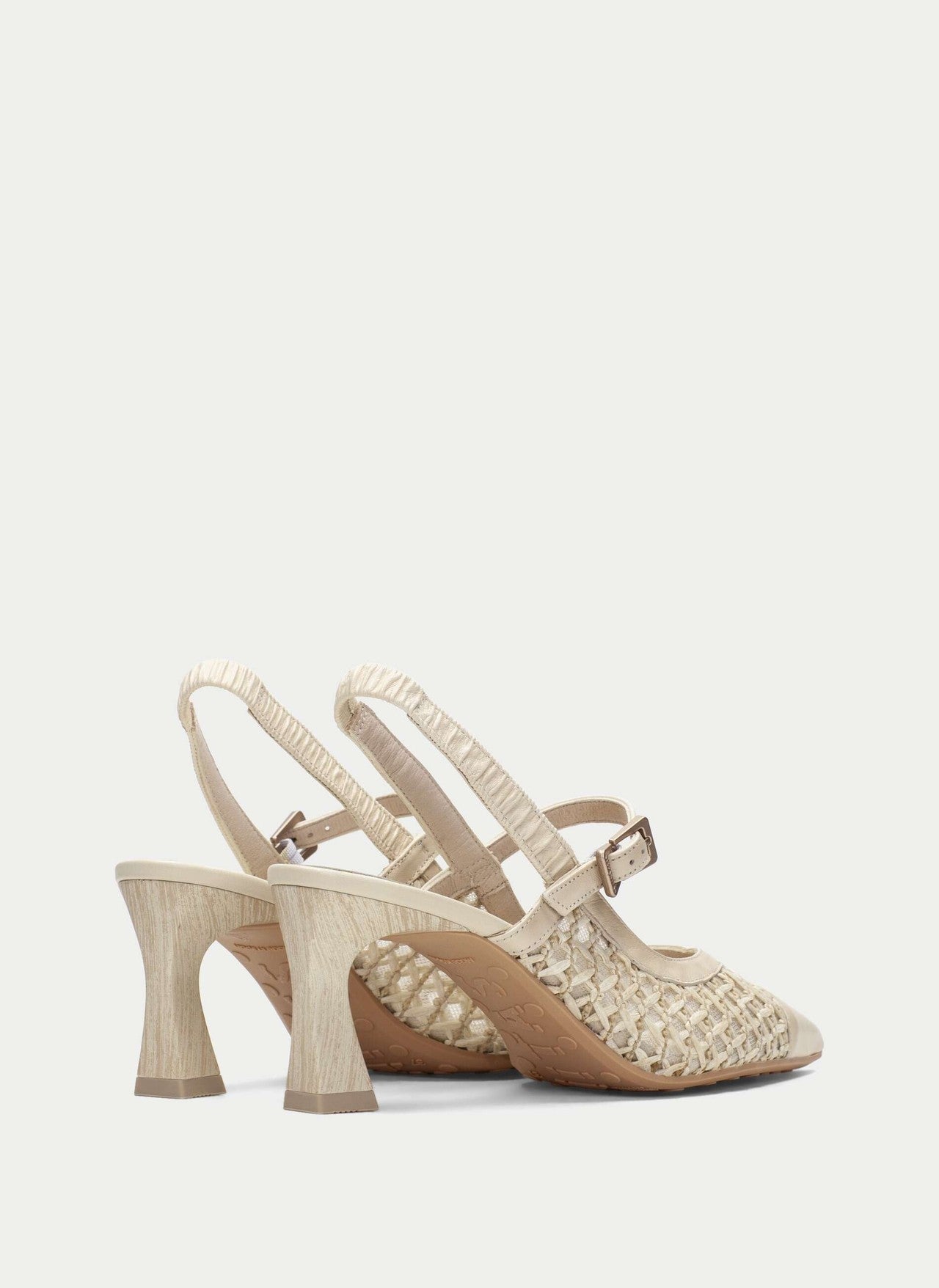 Hispanitas cream raffia and leather Mary Jane pointed slingback shoes - Melissakshoes
