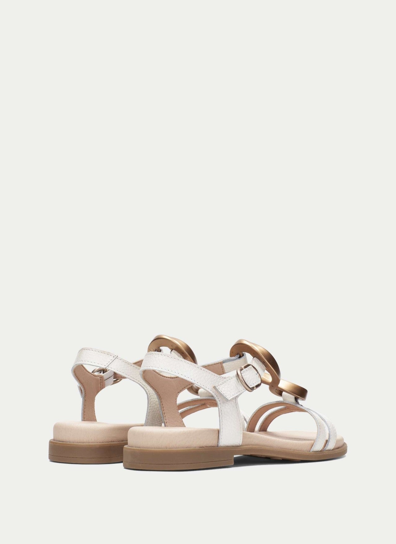Hispanitas white and gold leather flat sandals