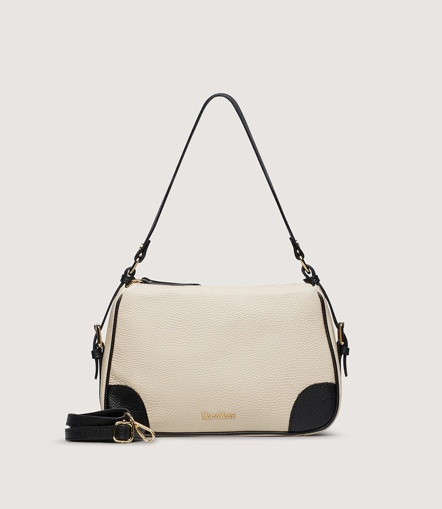 Marco Moreo cream and black leather shoulder bag