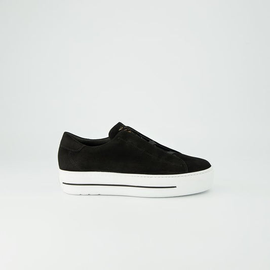 Paul Green black suede slip on his platform sneakers