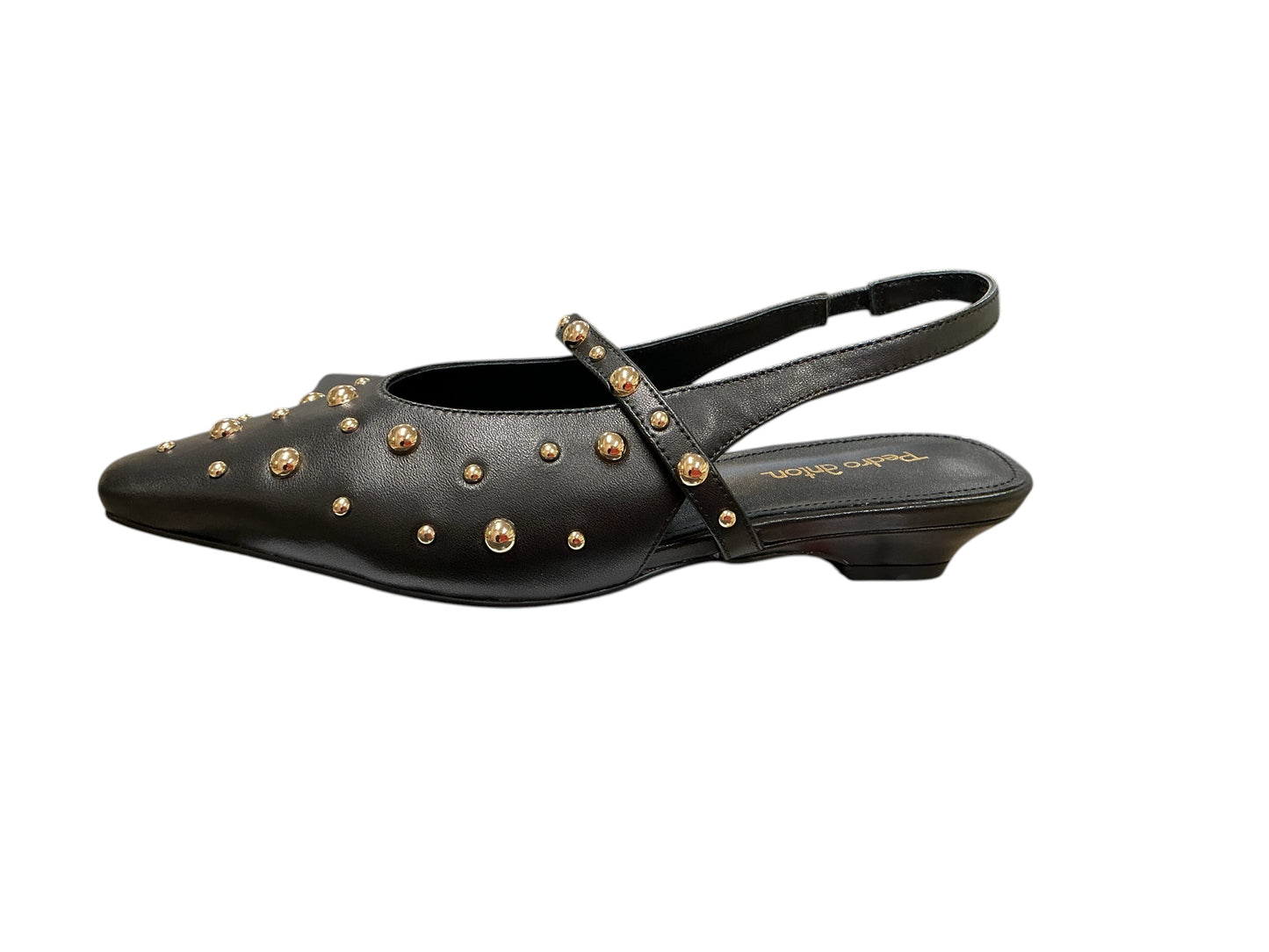Pedro anton black leather Mary Jane slingback with gold stud detail