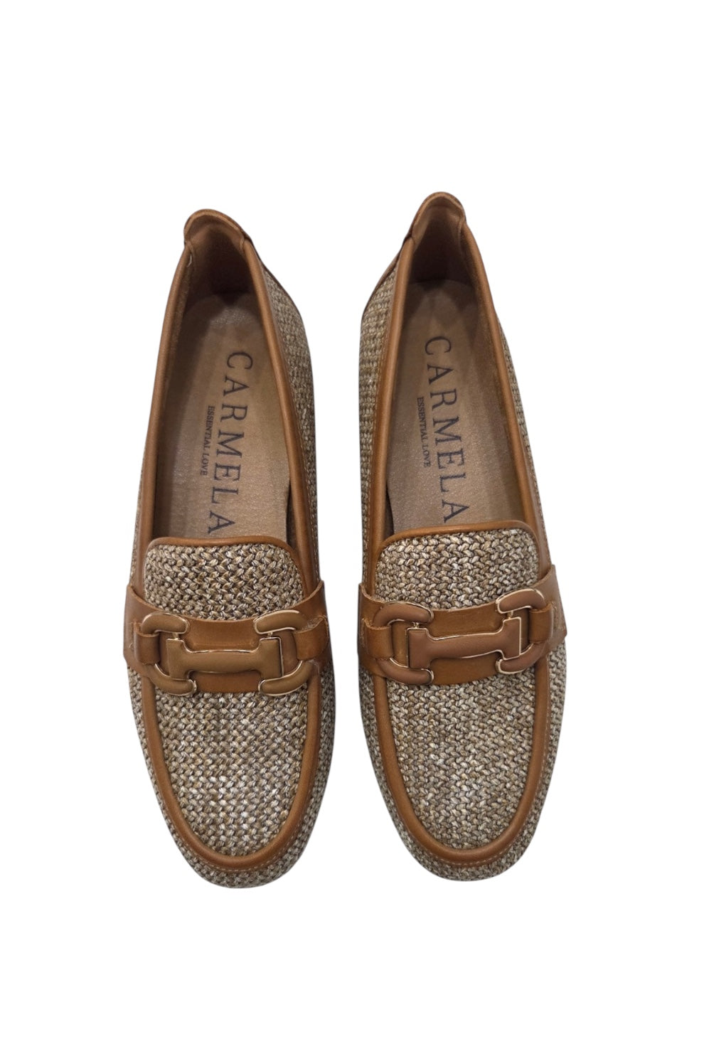 Carmela tan raffia leather loafers