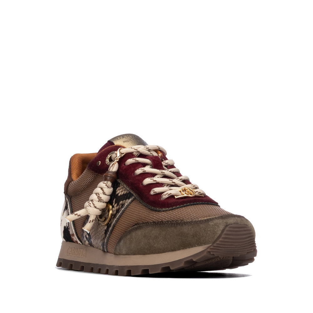 Carmela brown , taupe and burgundy leather sneakers