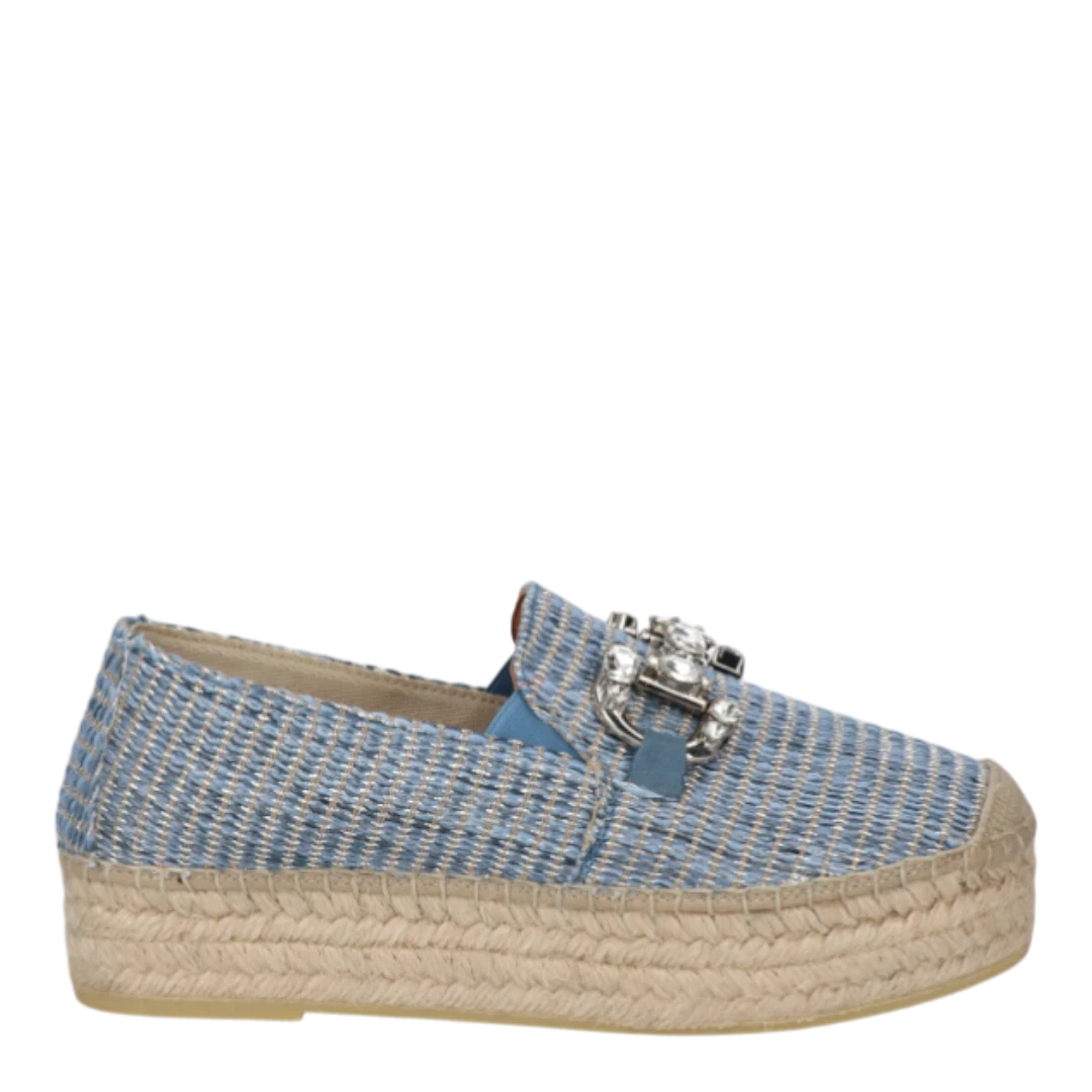 Viguera denim blue woven espadrille loafer