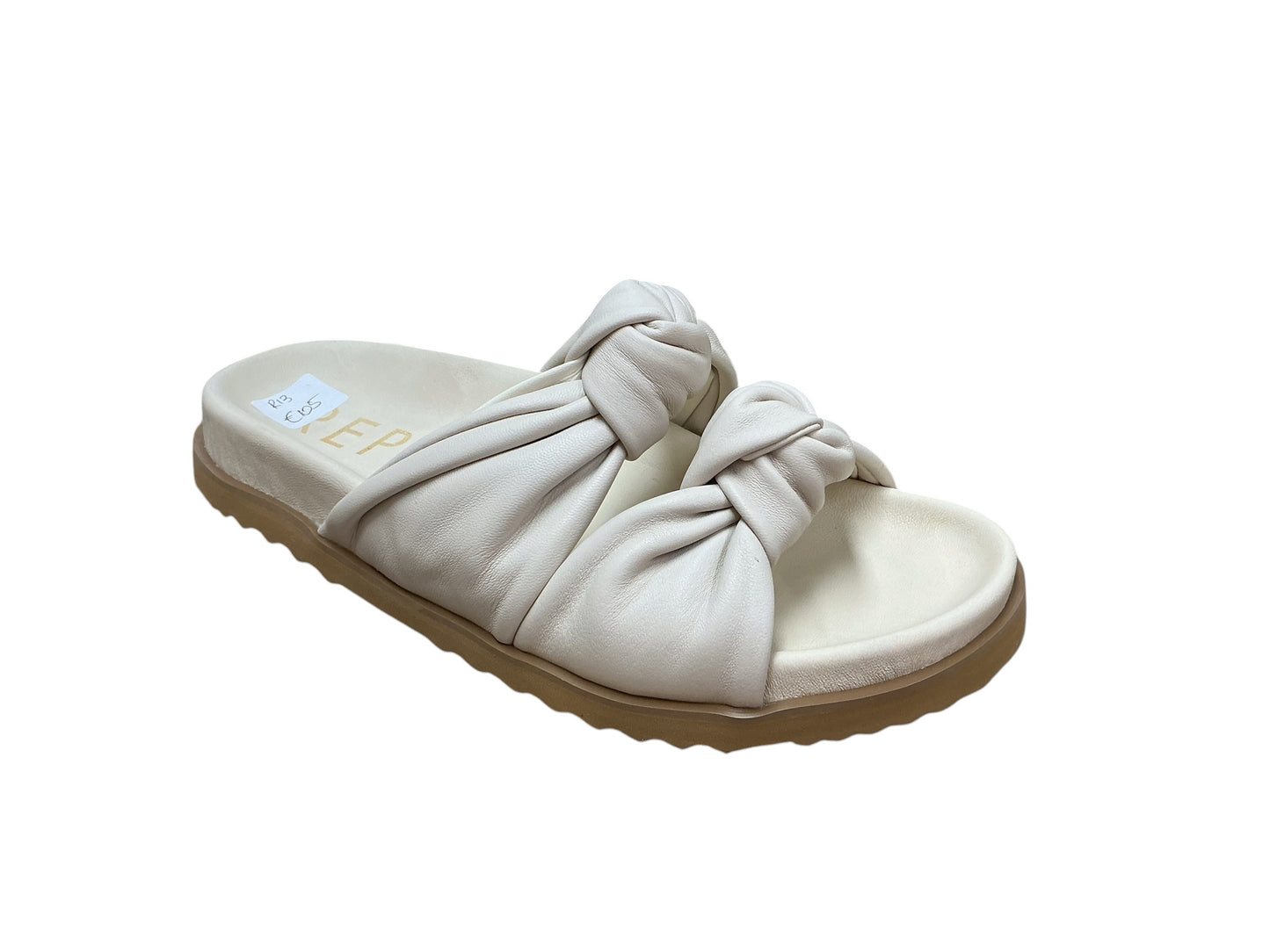 Repo cream leather slide with knot detail
