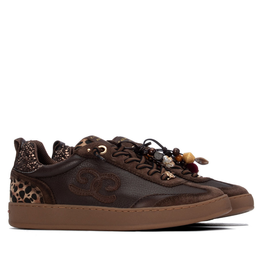 Carmela brown leather and suede sneakers
