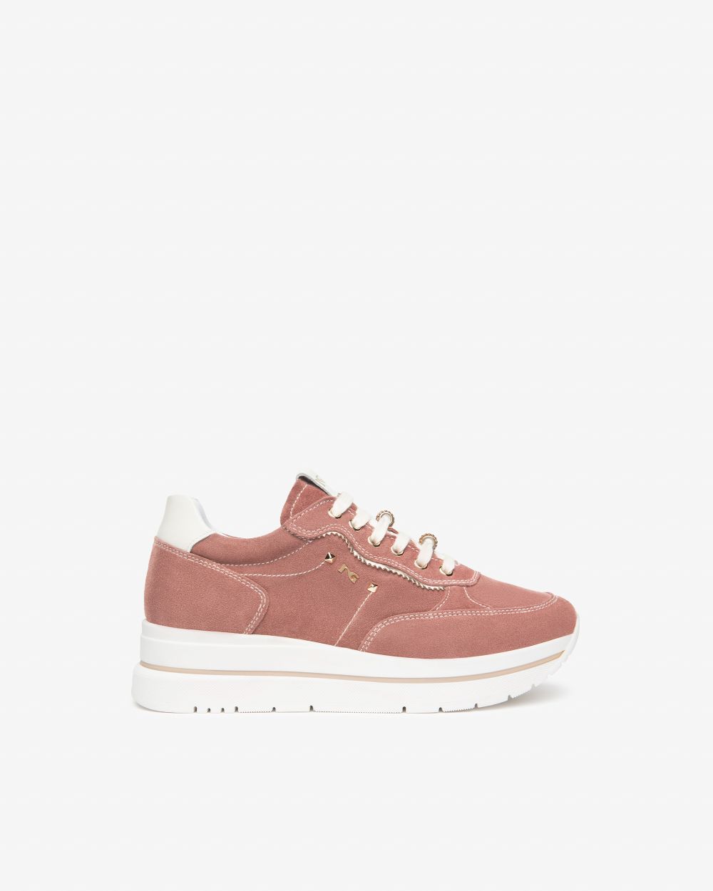 NeroGiardini dusty pink suede platform wedge sneakers - Melissakshoes