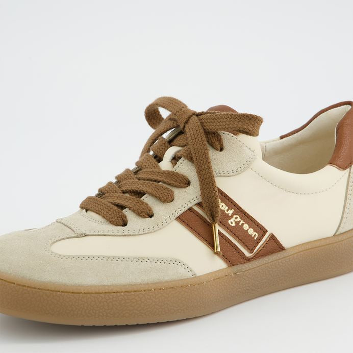 Paul Green cream and tan leather and suede sneakers - Melissakshoes
