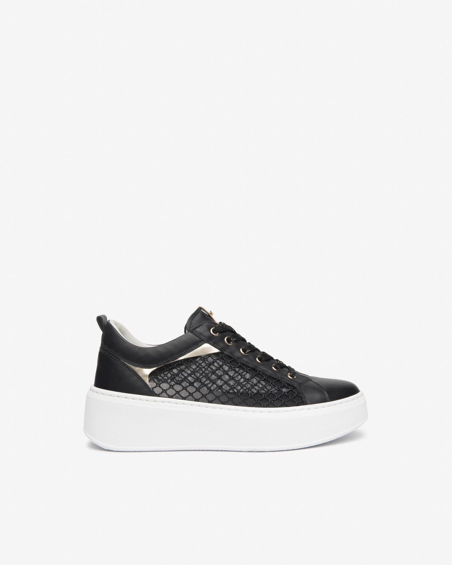 NeroGiardini black leather and canvas platform sneakers - Melissakshoes