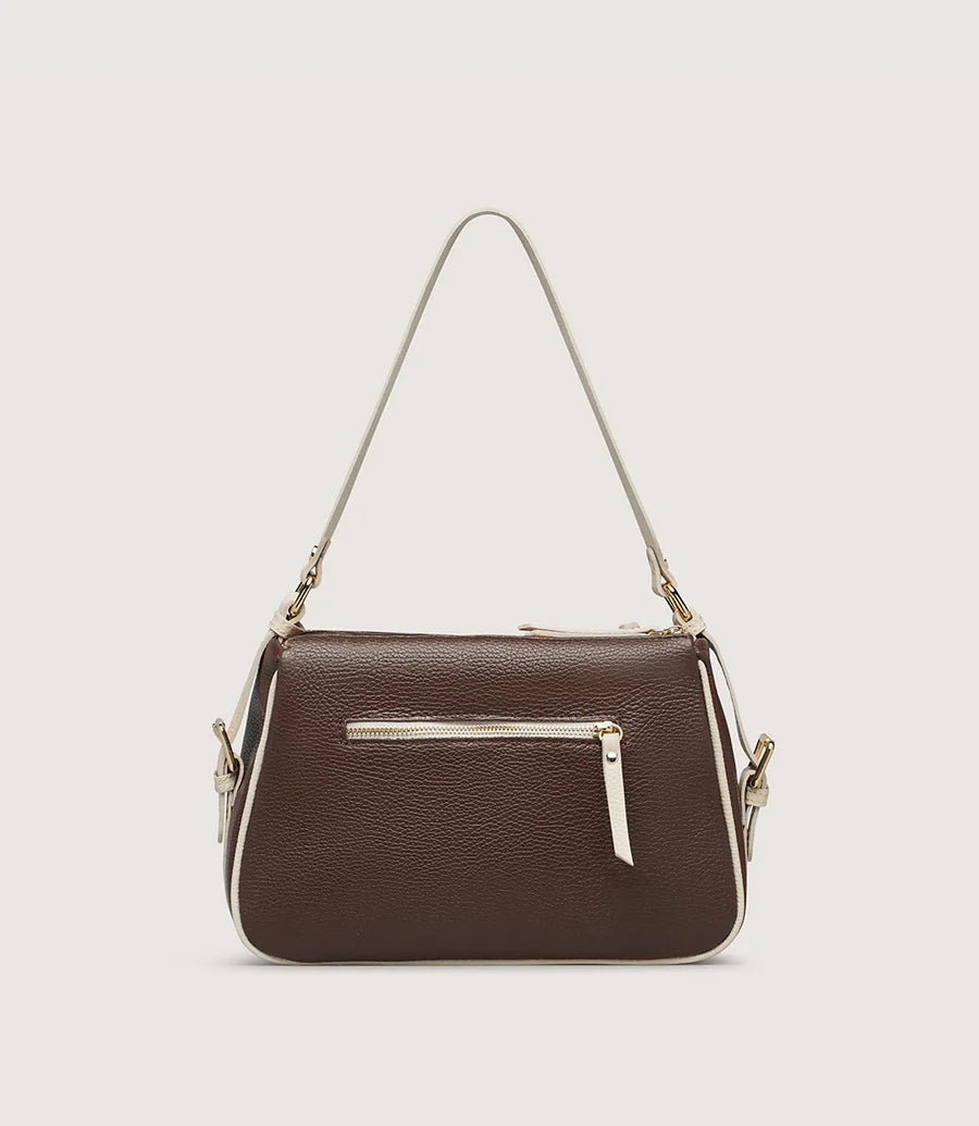 Marco Moreo brown and cream leather shoulder bag
