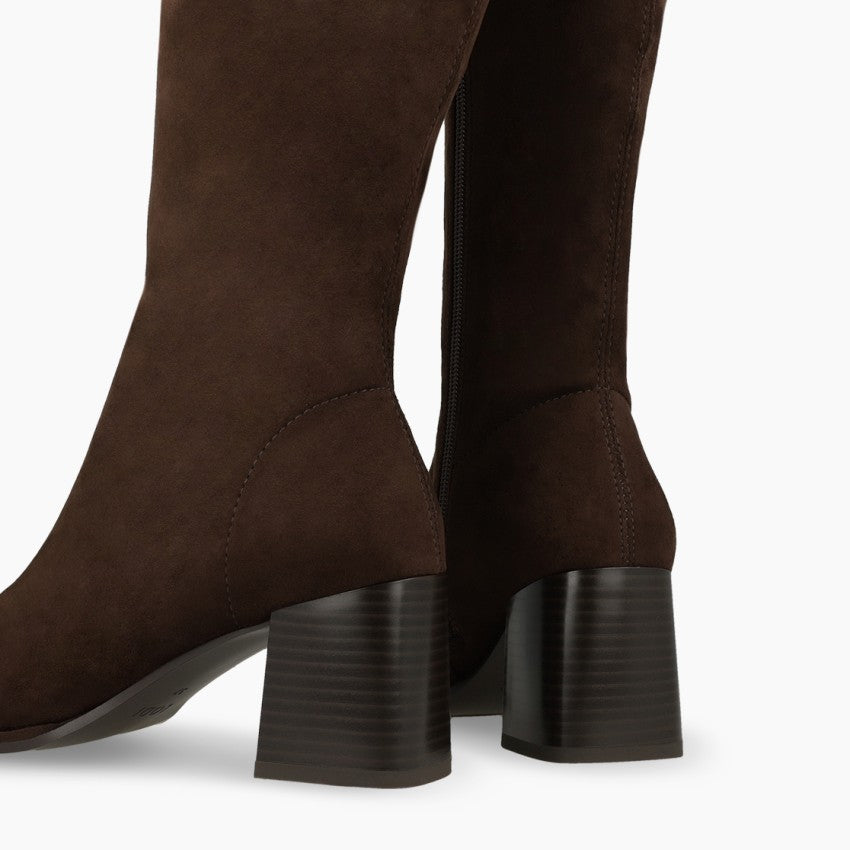 Lodi Halbor knee high brown stretch suede boots