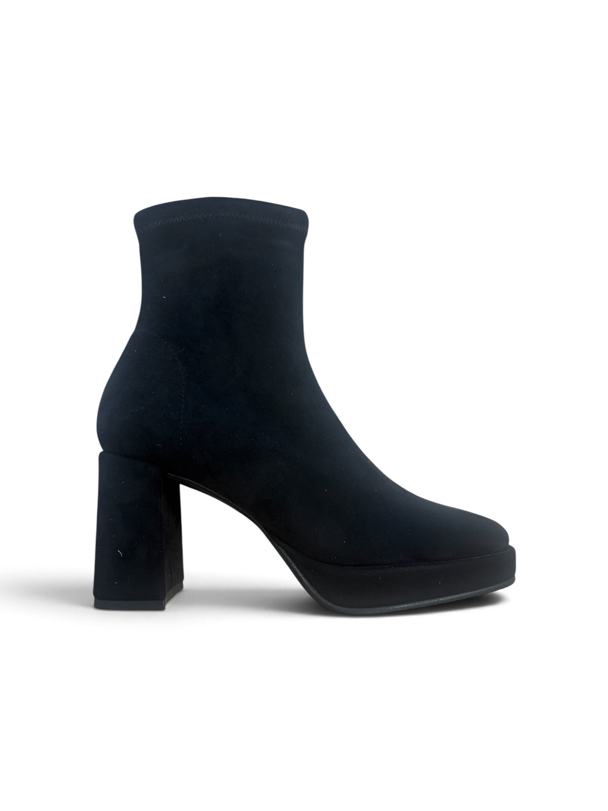 Miss Elastic black suede platform ankle boots M4