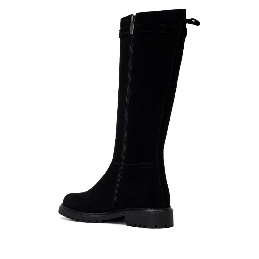 Carmela black suede knee high boots
