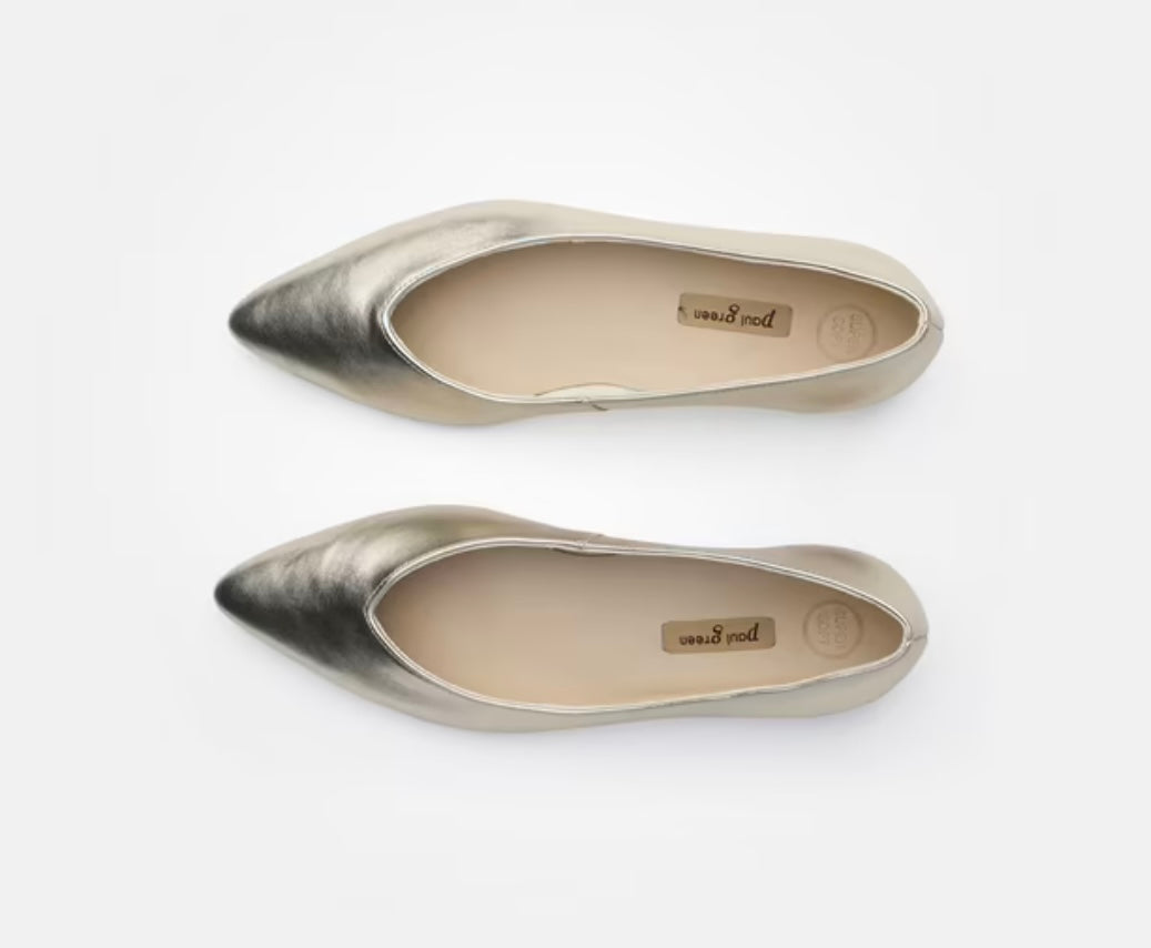 Paul Green gold leather ballerinas