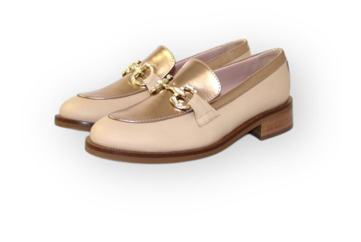 Marco moreo soft biscuit and gold leather loafers