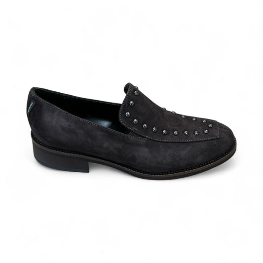 Marco Moreo brown suede loafer with studded details