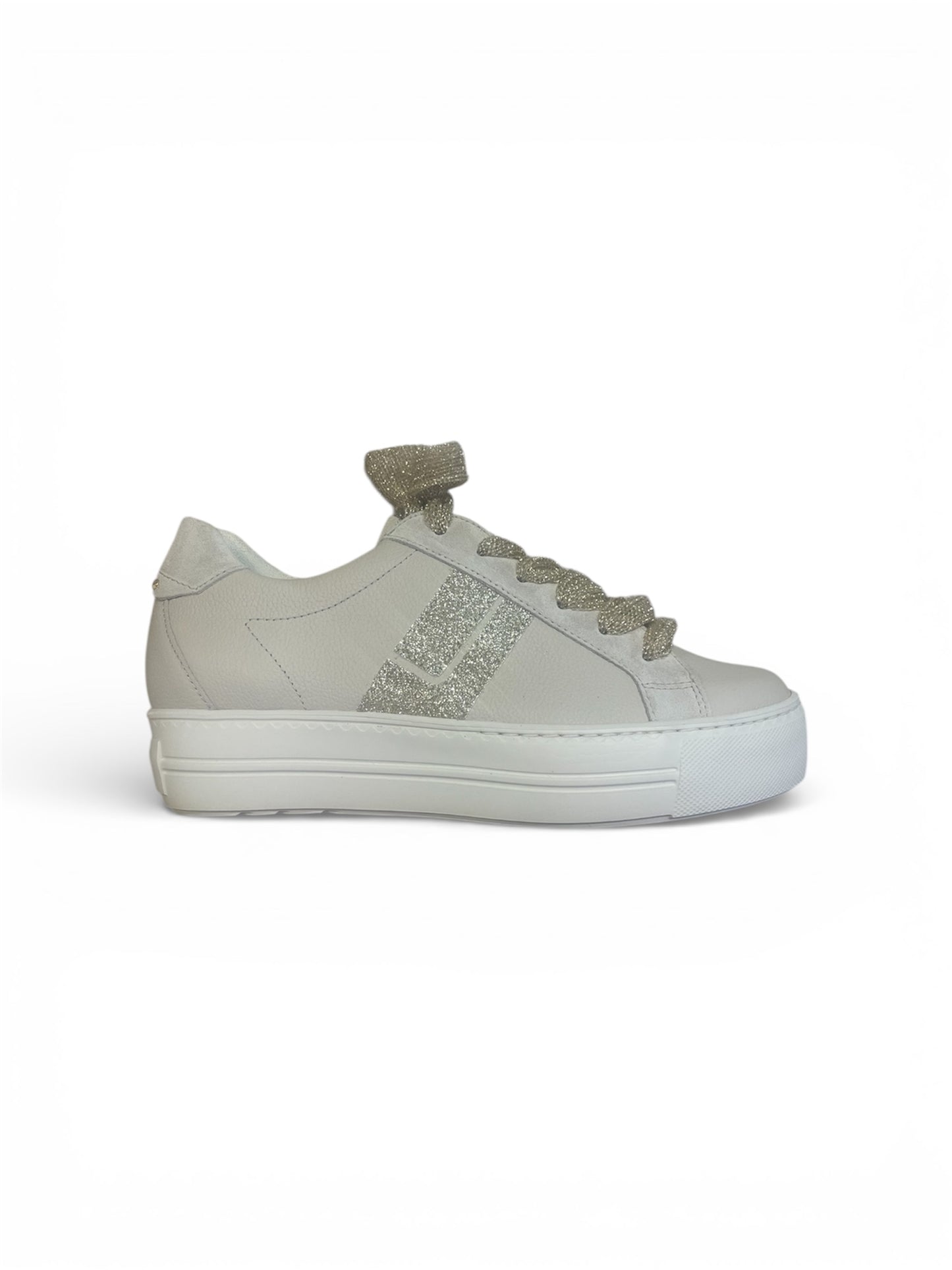 Paul Green beige and gold leather platform sneakers