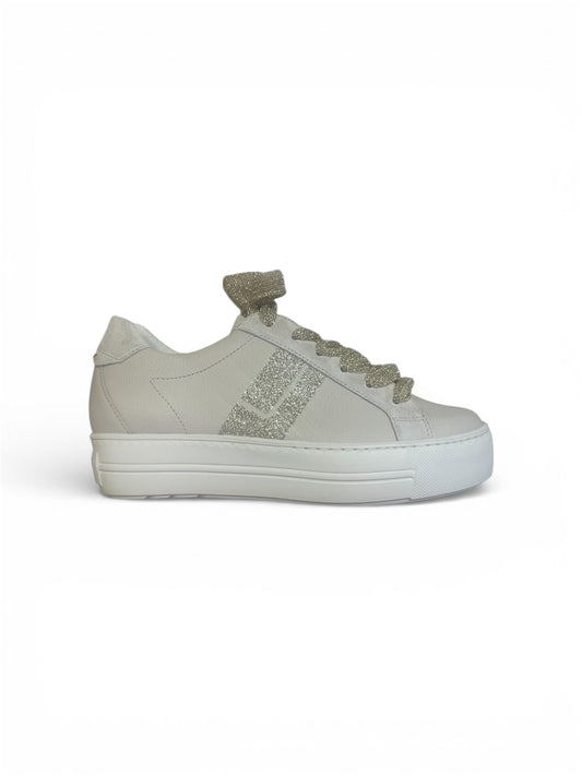 Paul Green beige and gold leather platform sneakers
