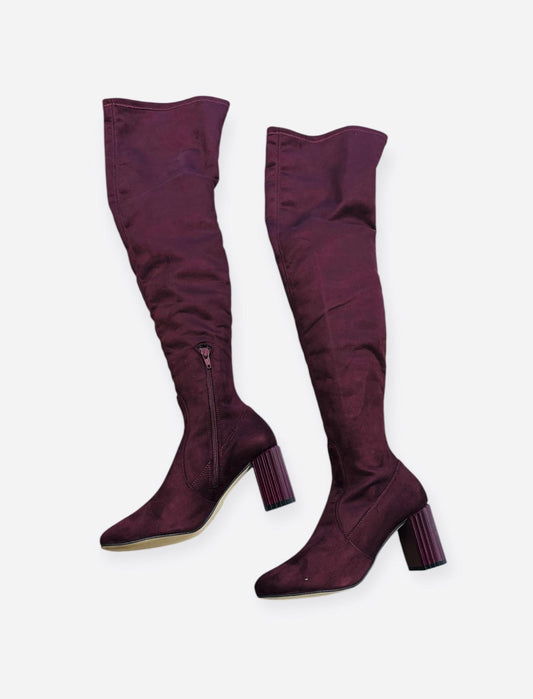 Marian suede burgundy over the knee boots