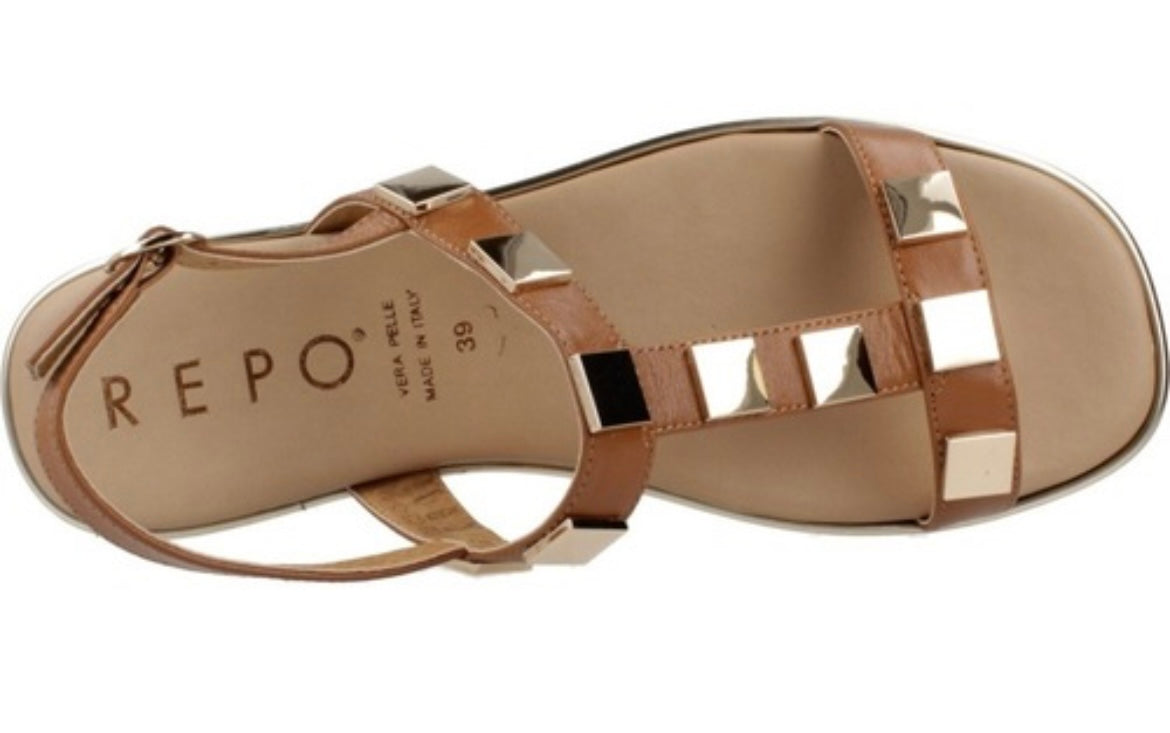 Repo tan leather gladiator sandals