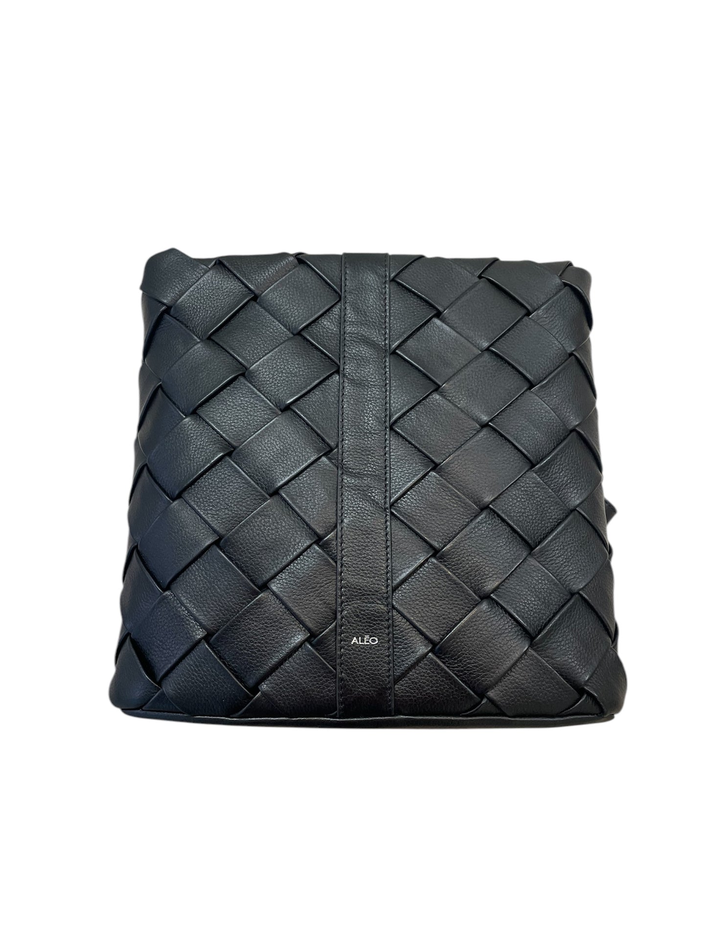 Alēo black leather long strap handbag