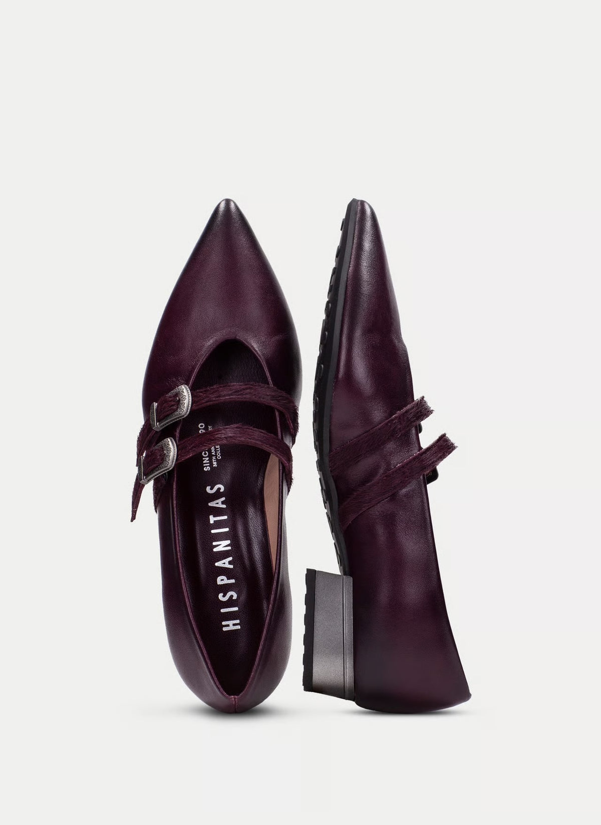 Hispanitas burgundy Mary Jane leather shoes