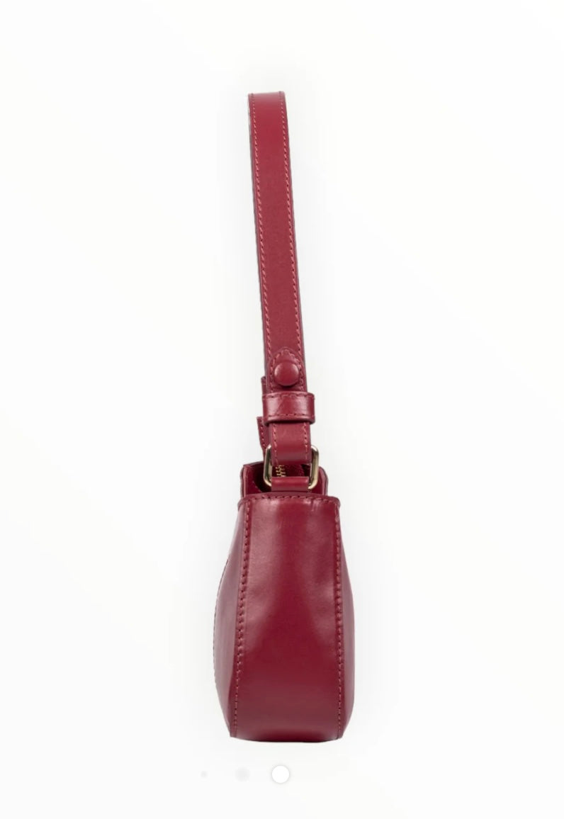 ALĒO Maria cranberry leather shoulder bag
