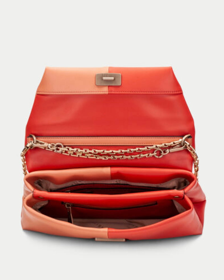 Hispanitas coral leather shoulder bag in two tone design