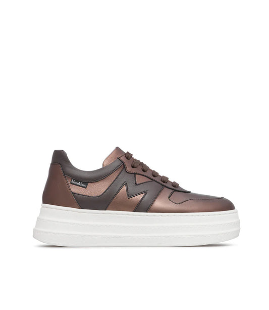 Marco Moreo brown metallic platform sneakers