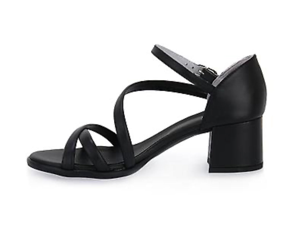 NeroGiardini black leather block heel sandals